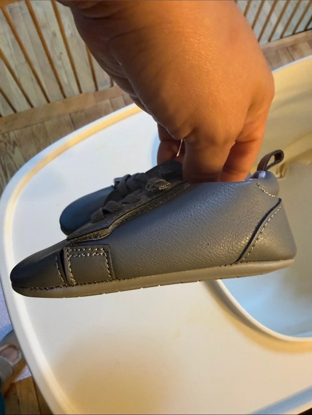 Classic Gray Baby Walker Lace-Up Shoes